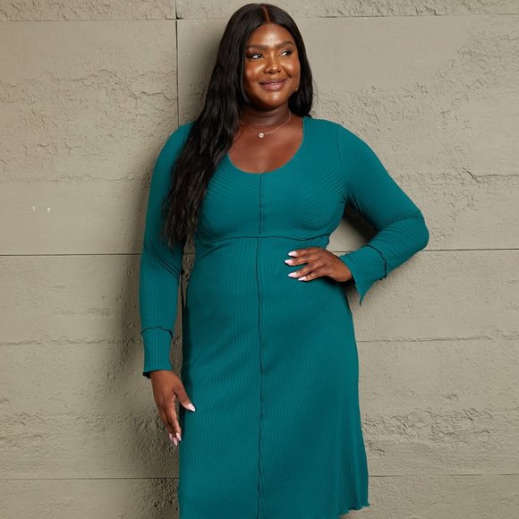 Culture Code Full Size Chevron Upper Bodycon Midi Dress - Picture 1 of 8